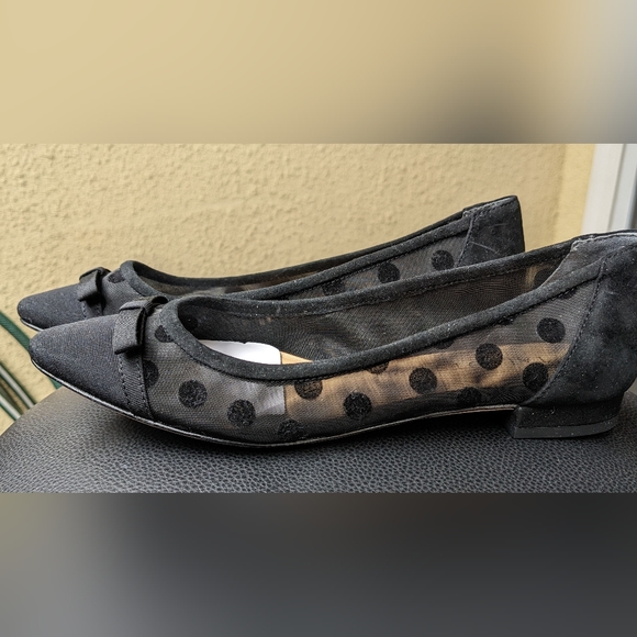 Talbots Black Pointed Ballet Flat - Like New 6.5 N, Leather and Suede - Picture 2 of 4